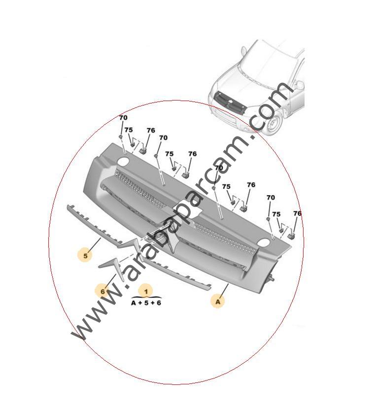 Cıtroen Berlingo Ön Panjur 2003-2008 7804N2